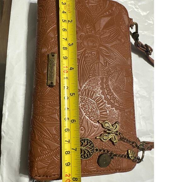 Sakroots lg smartphone crossbody bag wallet brown faux leather adjustable strap - Picture 6 of 12